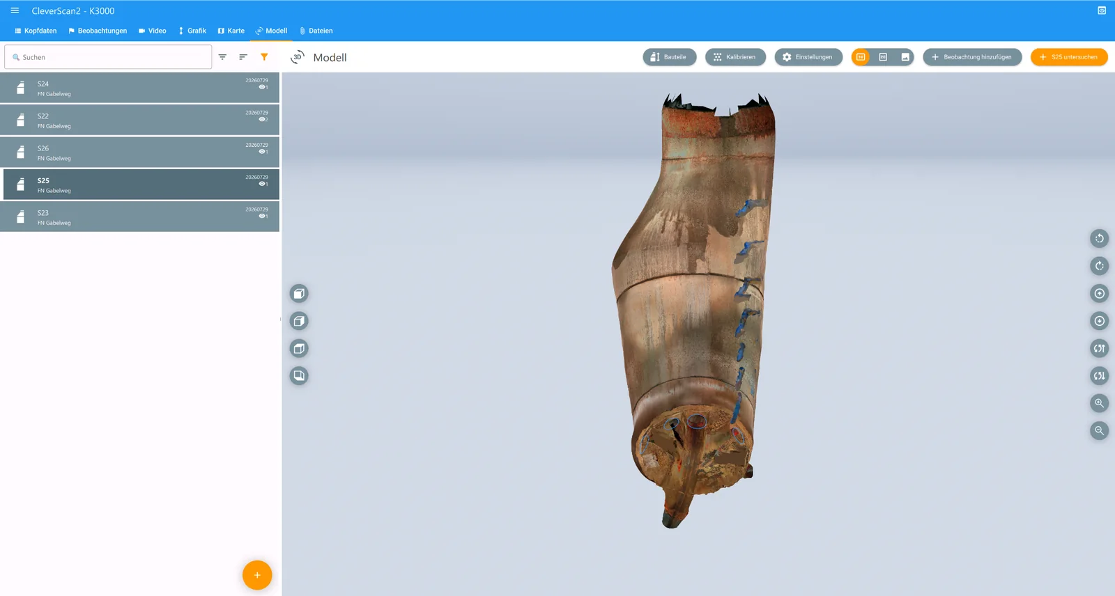 K3000 texturiertes 3D-Schachtmodell